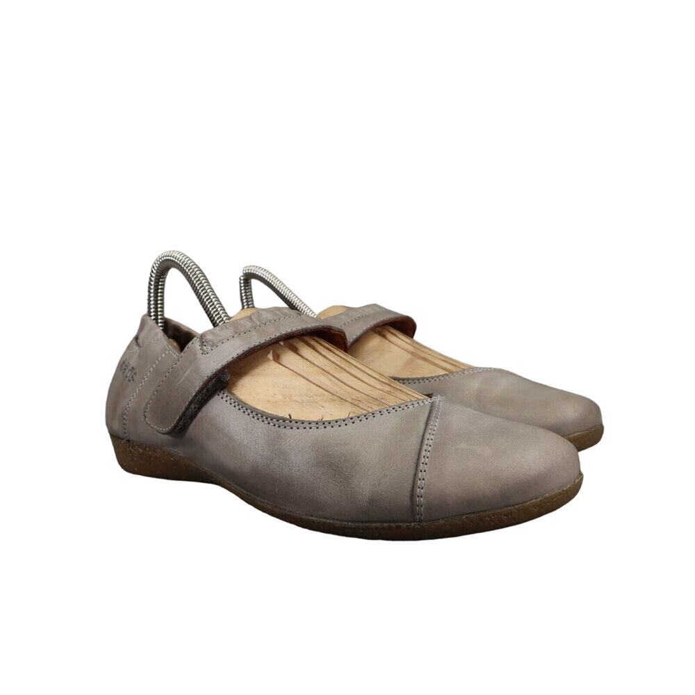 Taos Shoes Womens 37 Mary Jane Leather Fashion Comfort Career Adjustable Grey